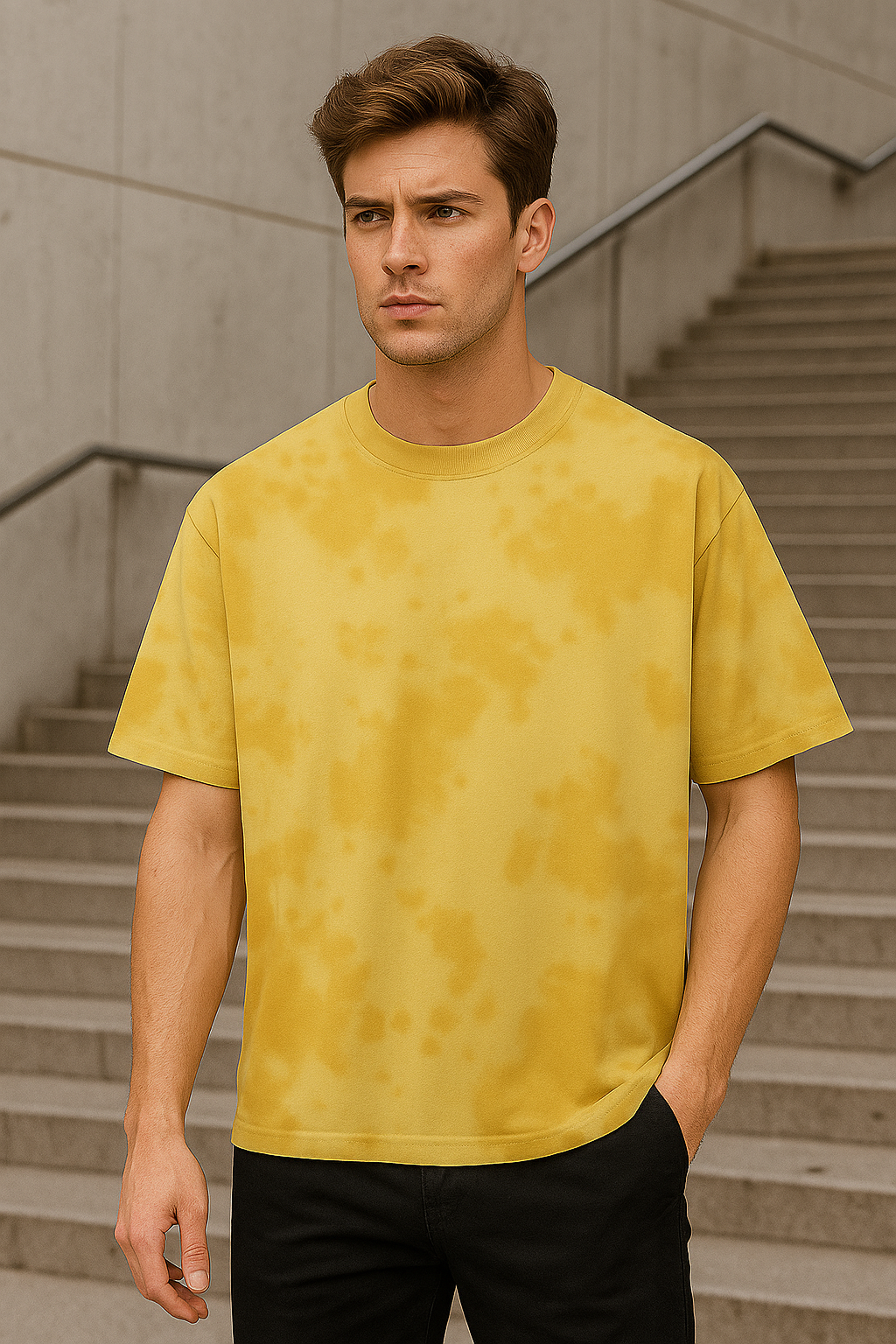 Oversized unisex yellow tie dye streetwear tshirt India