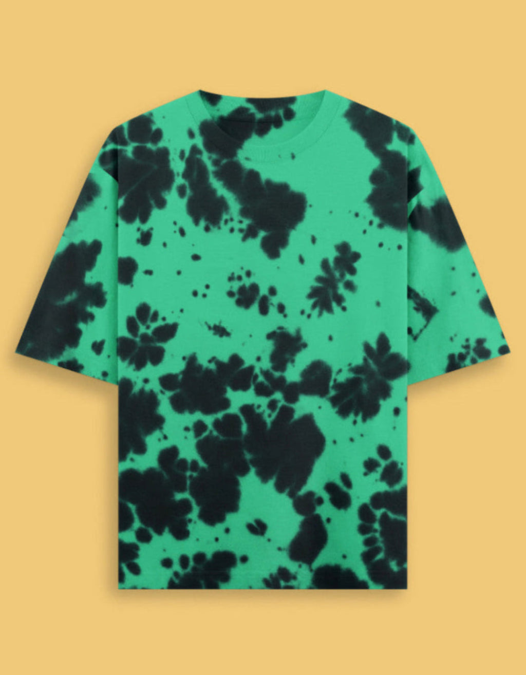 Oversized unisex green black tie dye streetwear tshirt India