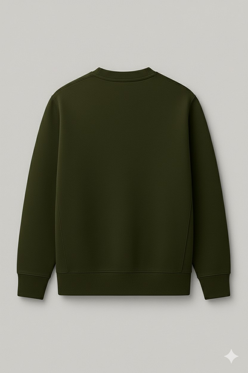 More Espresso 100% Cotton 300 GSM Olive Green Sweatshirt