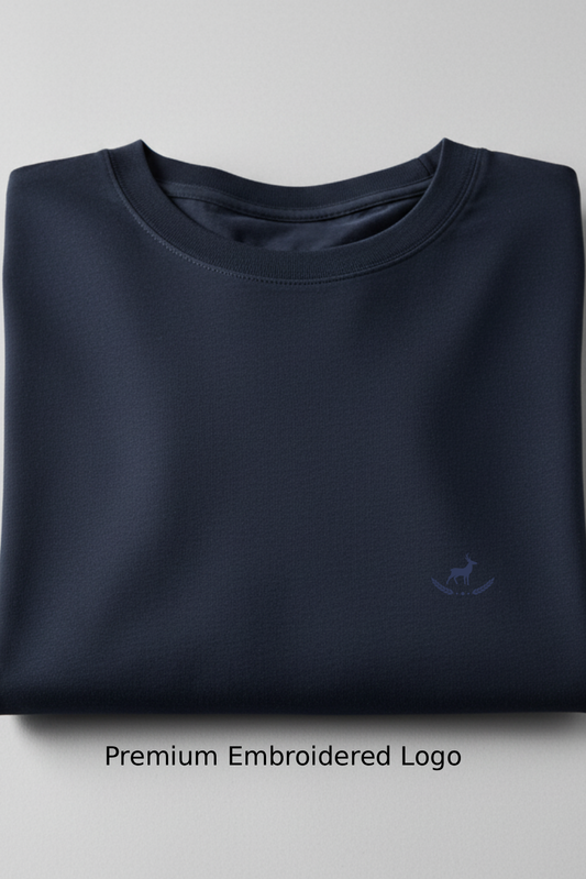 Kleeves Classic 100% Cotton 300 GSM Navy Blue Sweatshirt
