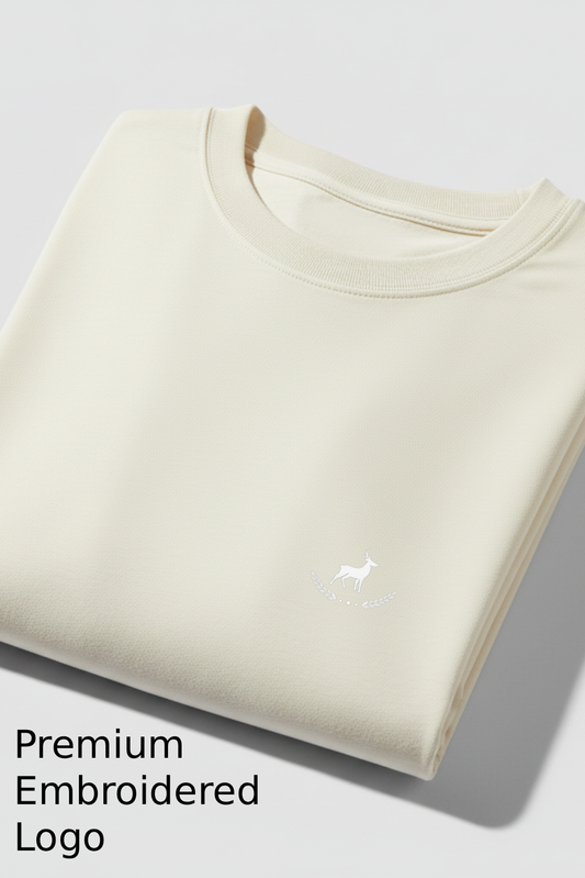 Kleeves Classic 100% Cotton 240 GSM Off-White Oversized T-Shirt