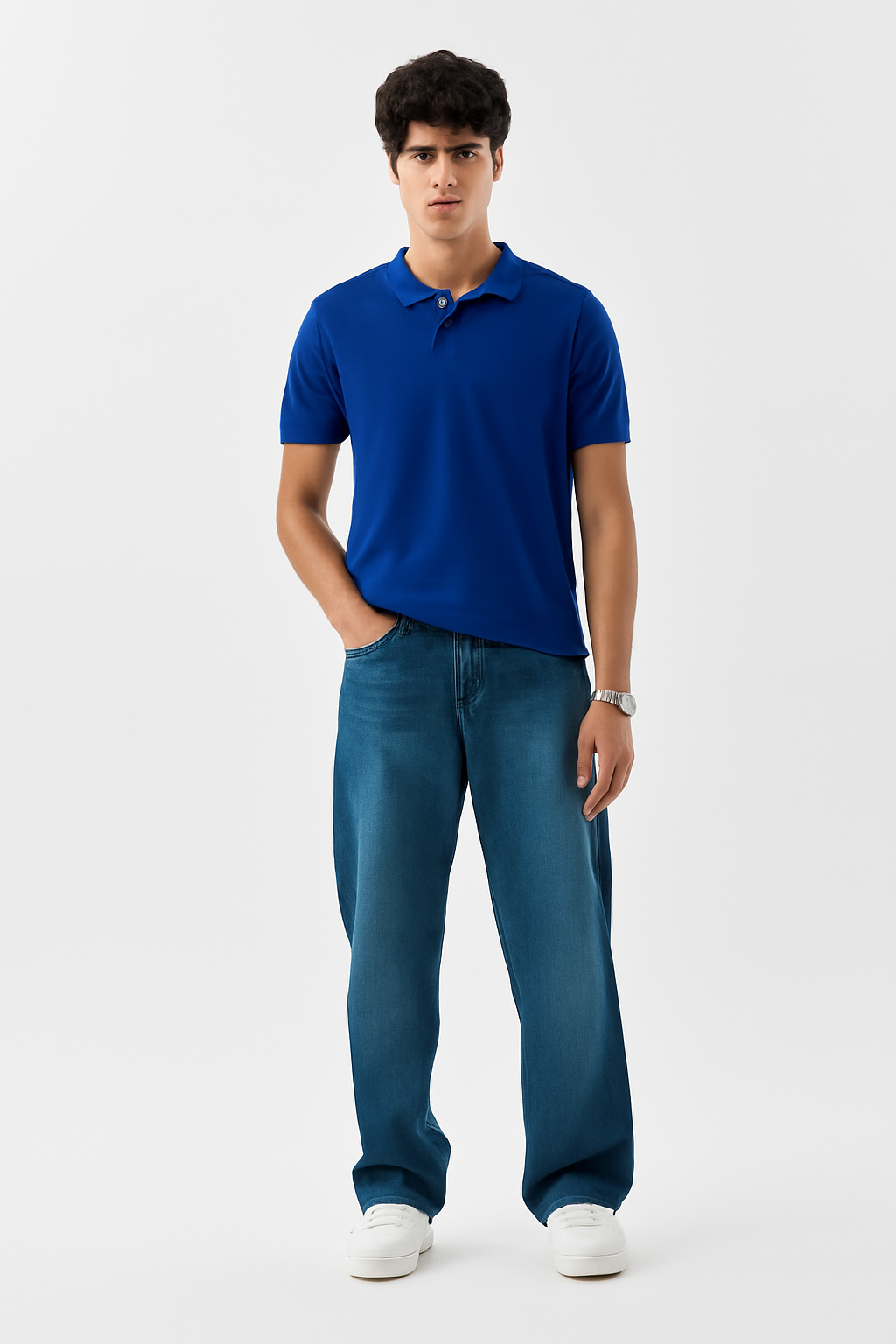 Men's Blue 100% Cotton 220 GSM Polo Tshirt