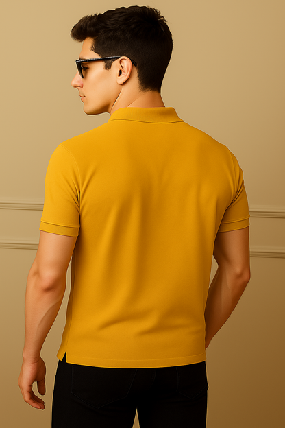 Men's Yellow 100% Cotton 220 GSM Polo Tshirt