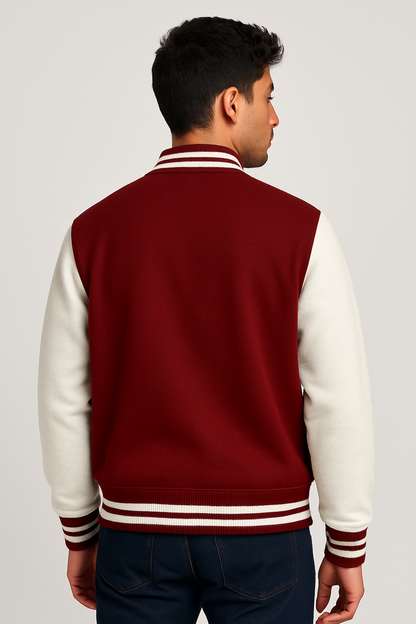 Kleeves Classic 100% Cotton Red Varsity Jacket