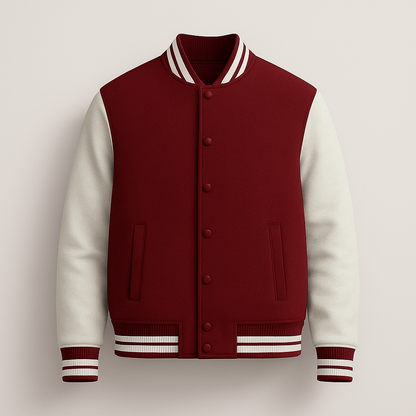 Kleeves Classic 100% Cotton Red Varsity Jacket