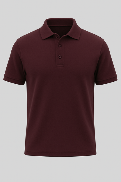 Men's Maroon 100% Cotton 220 GSM Polo Tshirt