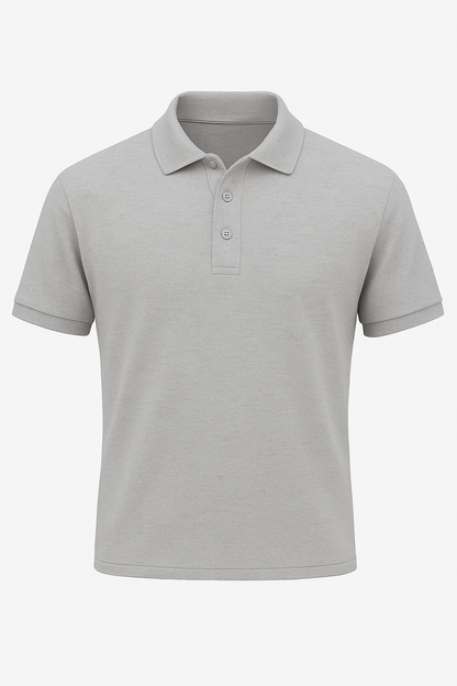 Men's Grey Melange 100% Cotton 220 GSM Polo Tshirt