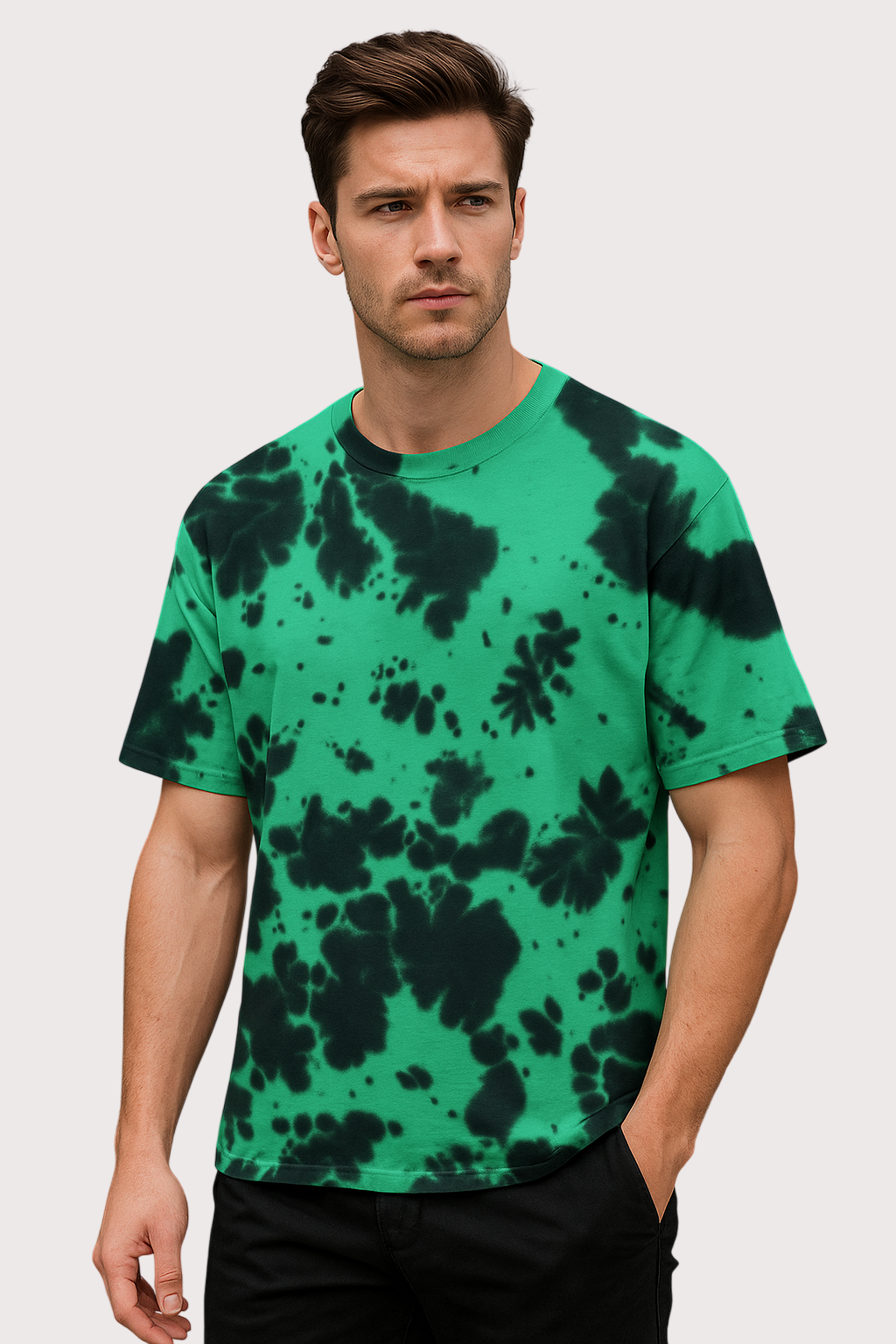 Toxic Drip Oversized Tie-Dye Green Black T-Shirt