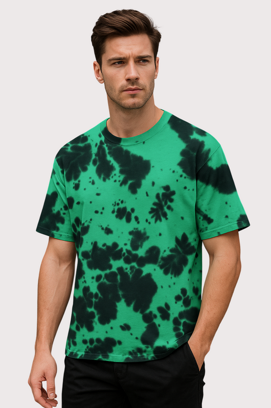 Toxic Drip Oversized Tie-Dye Green Black T-Shirt