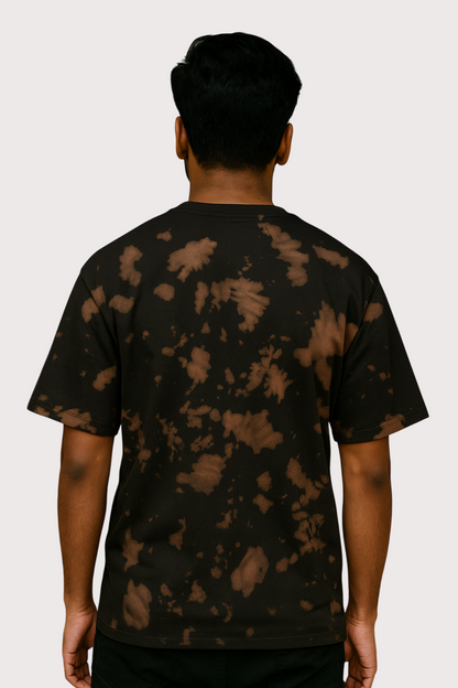 Smokey Spill Oversized Tie Dye Brown Black T-Shirt