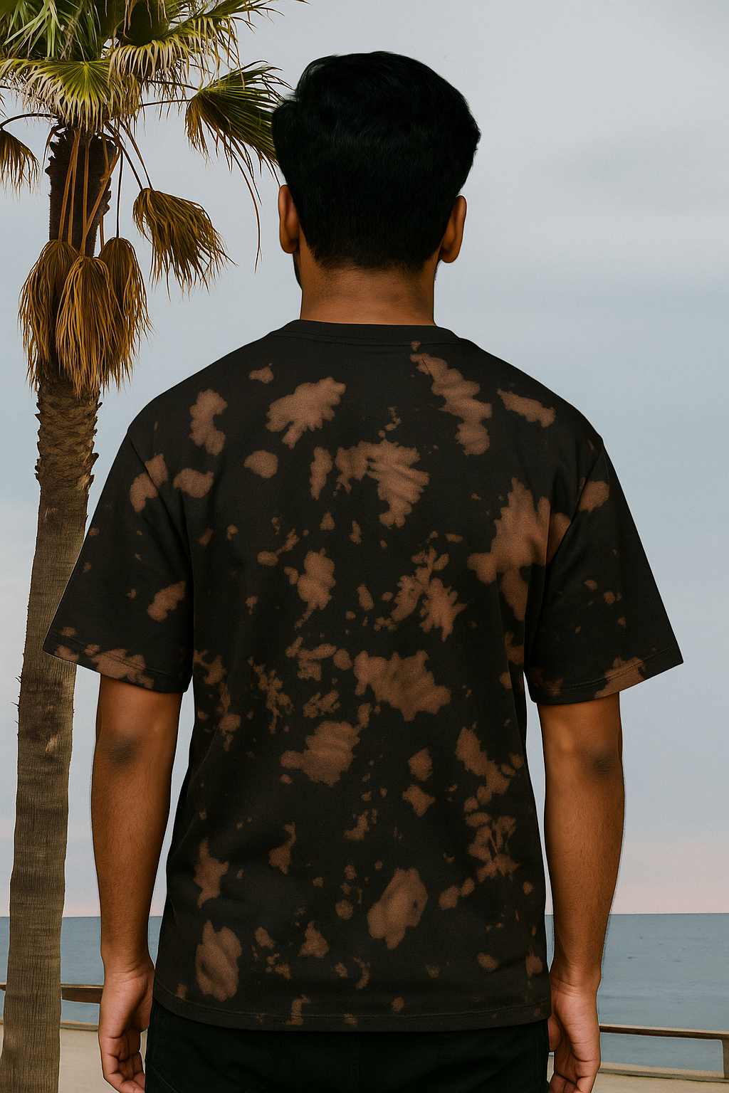 Oversized unisex brown black tie dye streetwear tshirt India