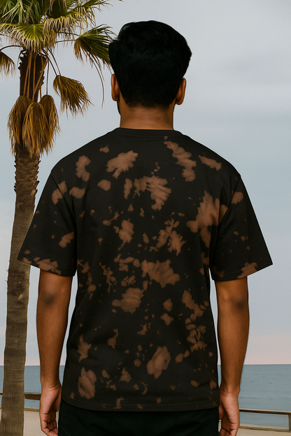 Oversized unisex brown black tie dye streetwear tshirt India