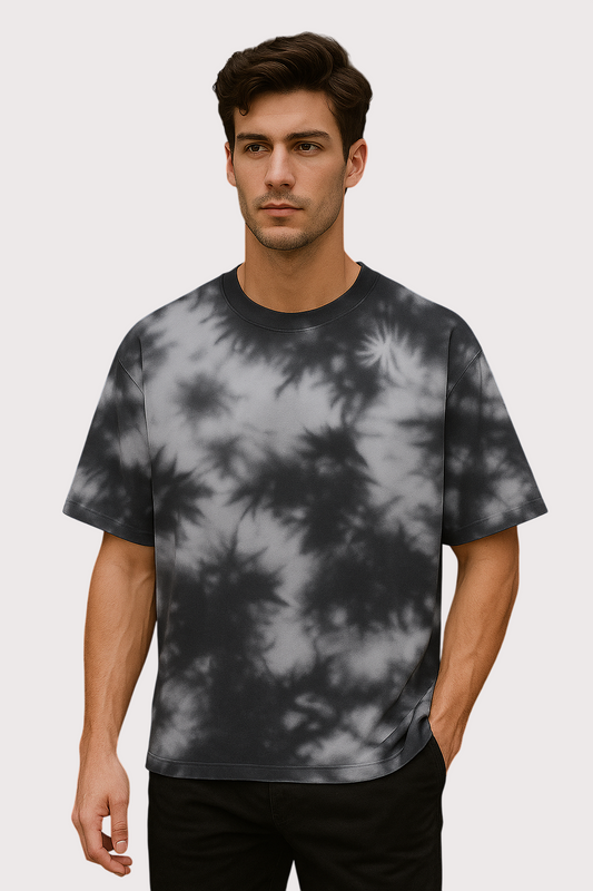 Shadow Fog Oversized Tie Dye White Black T-Shirt