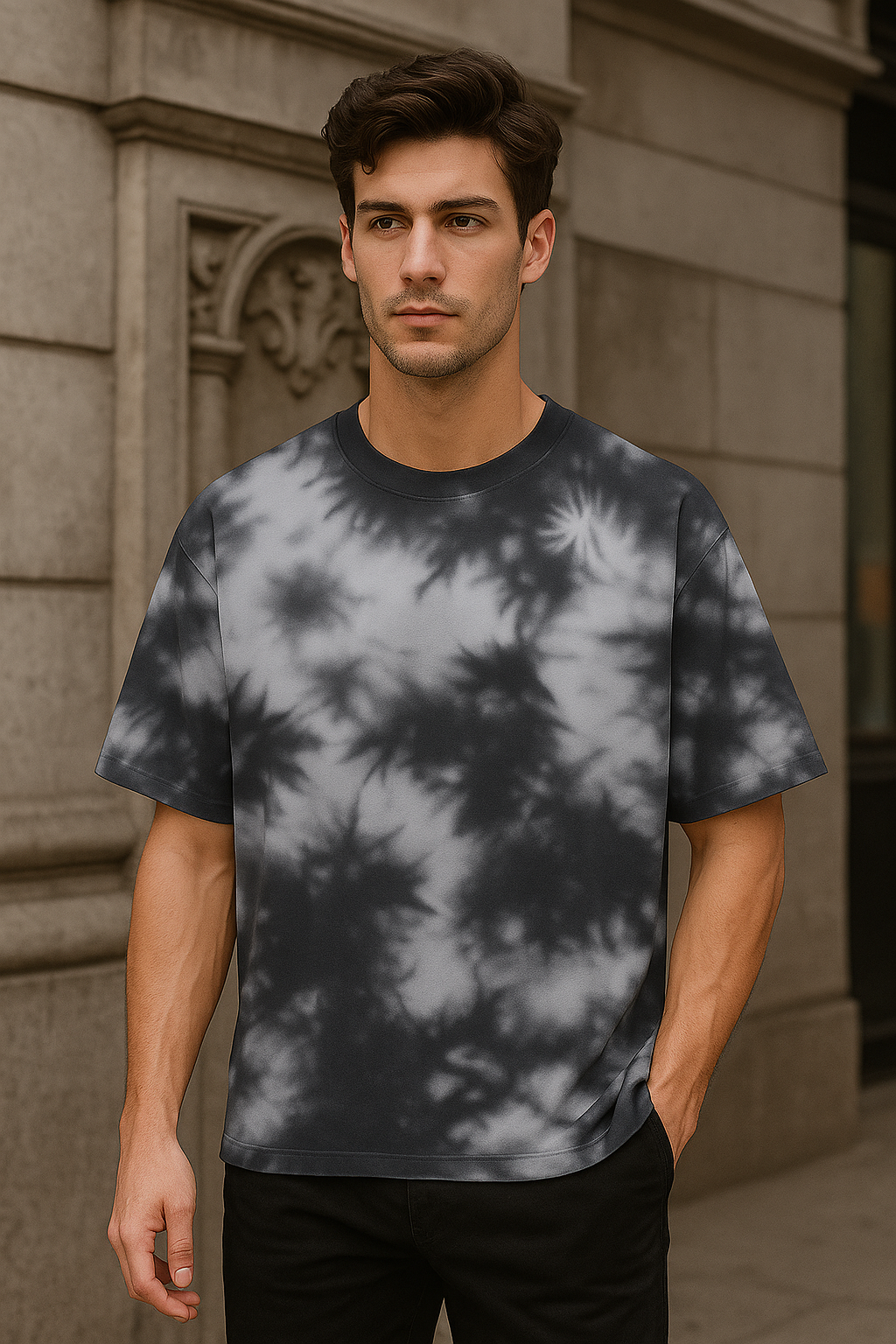 Oversized unisex white black tie dye streetwear tshirt India