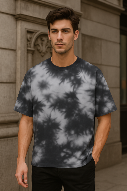 Oversized unisex white black tie dye streetwear tshirt India