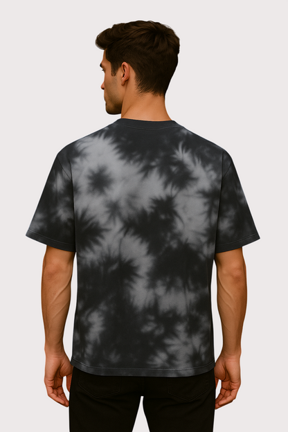 Shadow Fog Oversized Tie Dye White Black T-Shirt