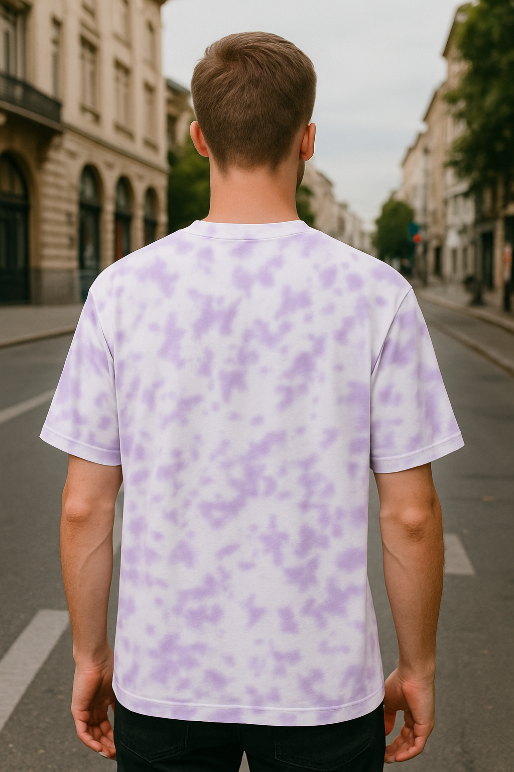 Oversized unisex white lavender tie dye streetwear tshirt India