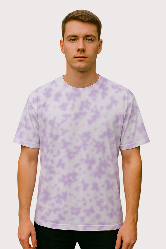 Lilac Eclipse Oversized Tie Dye White Lavender T-Shirt