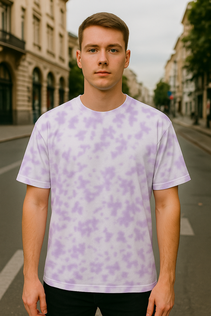 Oversized unisex white lavender tie dye streetwear tshirt India