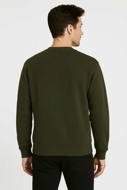 More Espresso 100% Cotton 300 GSM Olive Green Sweatshirt