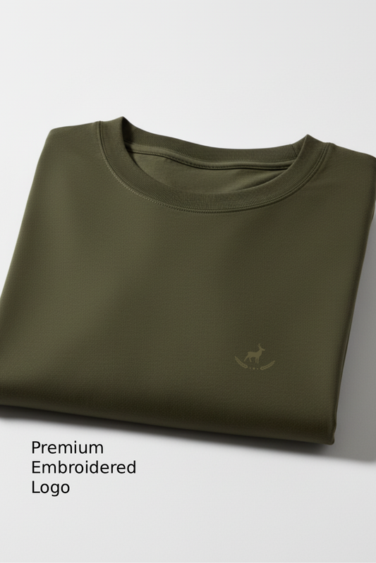 Kleeves Classic 100% Cotton 300 GSM Olive Green Sweatshirt