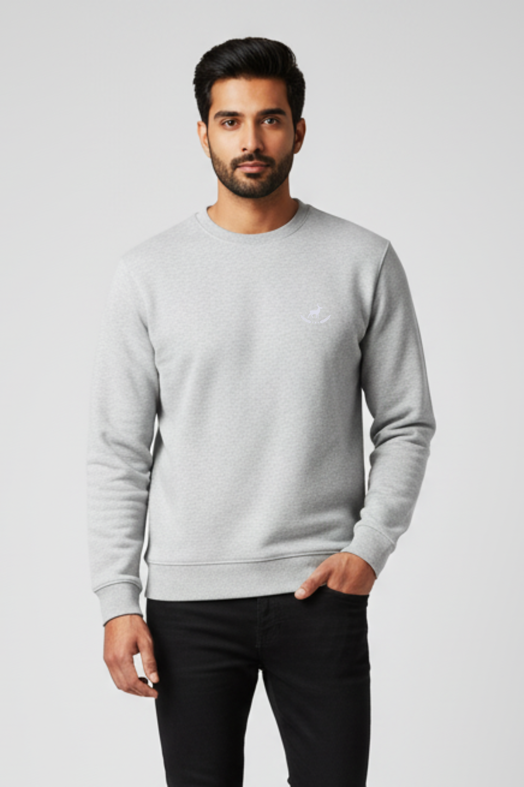 Kleeves Classic 100% Cotton 300 GSM Grey Melange Sweatshirt
