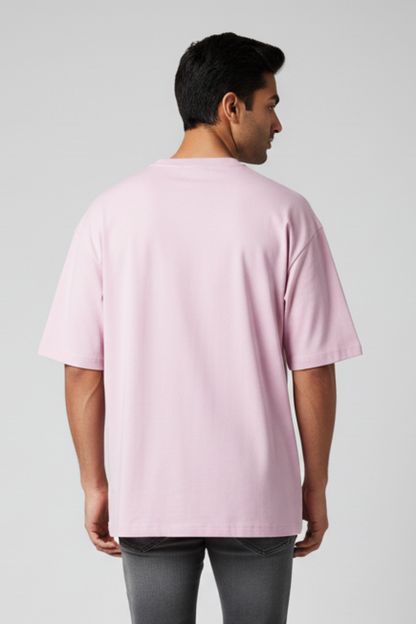 Kleeves Classic 100% Cotton 240 GSM Light Baby Pink Oversized T-Shirt