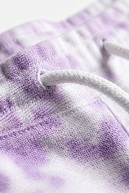 Lilac Eclipse Tie Dye White Lavender Shorts