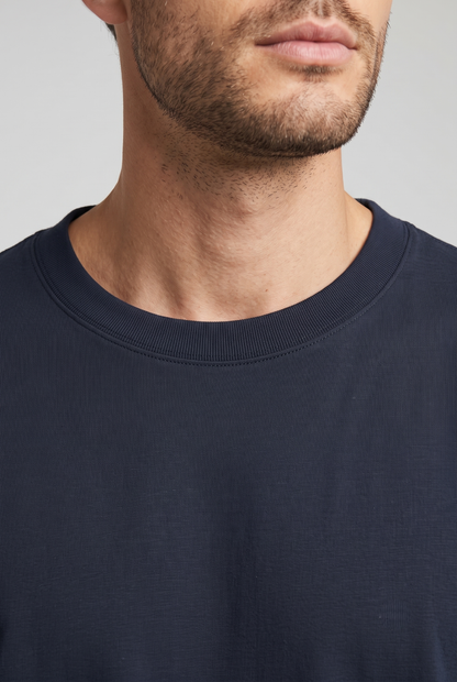 Kleeves Classic 100% Cotton 240 GSM Navy Blue Oversized T-Shirt