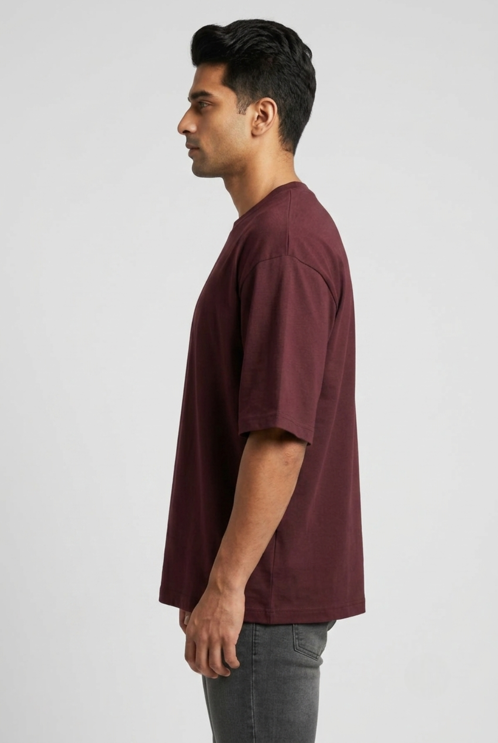 Kleeves Classic 100% Cotton 240 GSM Maroon Oversized T-Shirt