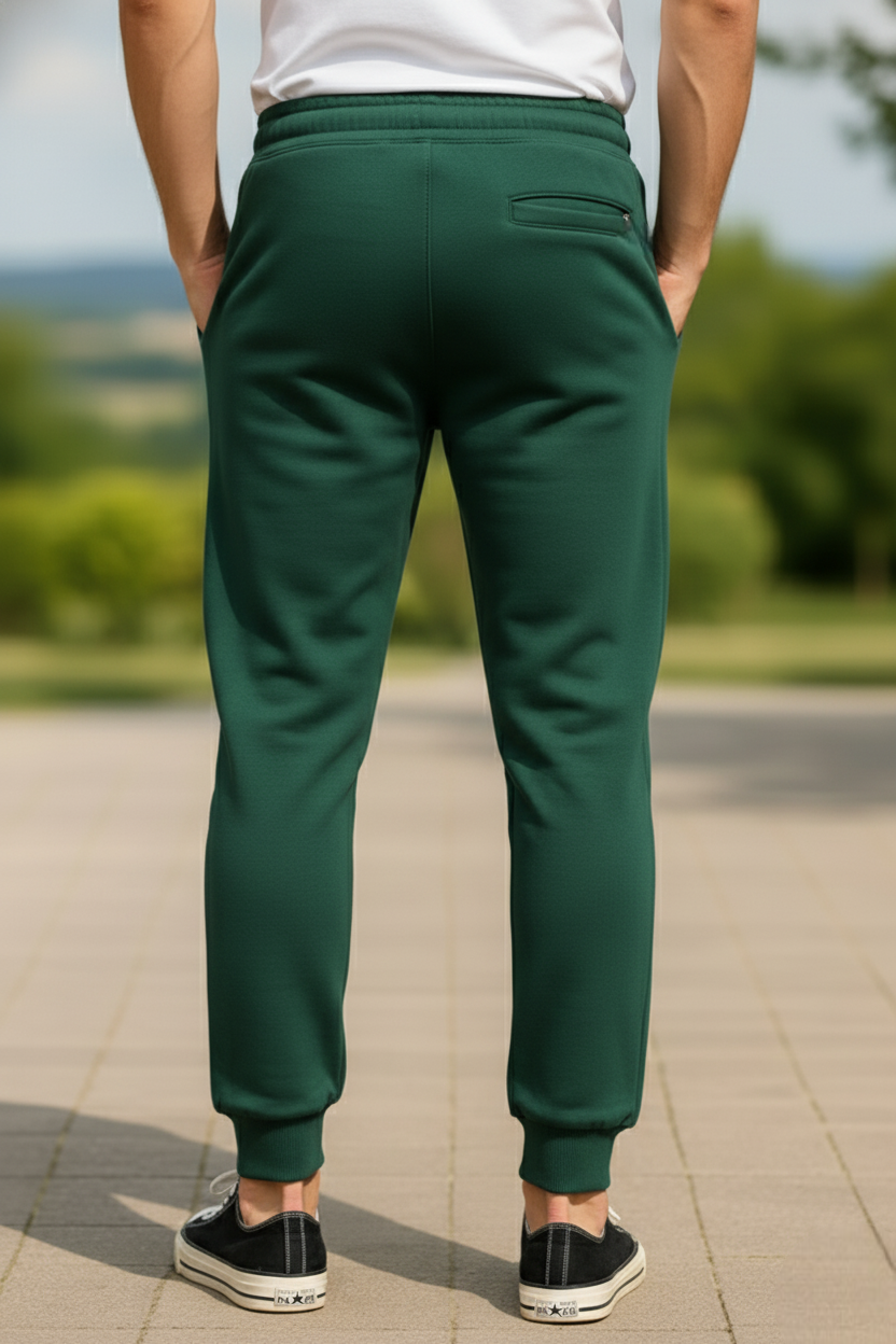Kleeves Classic 100% Cotton Bottle Green Joggers