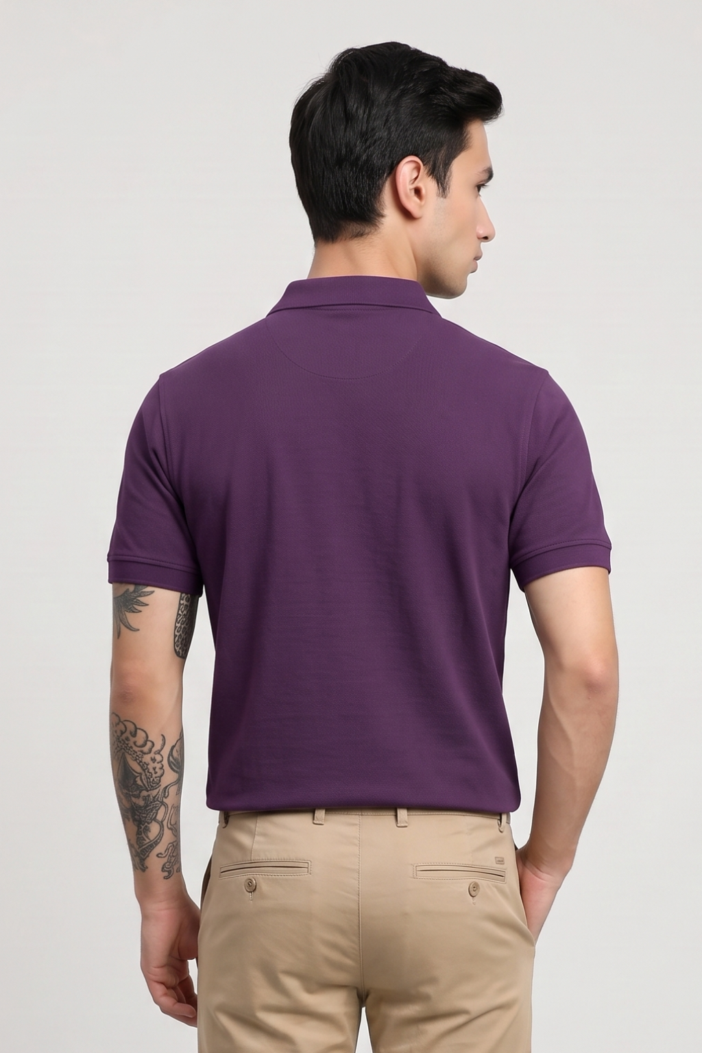 Men's Purple 100% Cotton Polo T-shirt