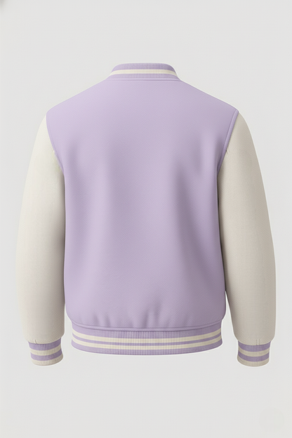 Kleeves Classic 100% Cotton 300 GSM Lavender Varsity Jacket