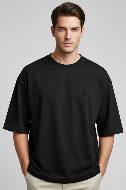 Kleeves Classic 100% Cotton 240 GSM Black Oversized T-Shirt