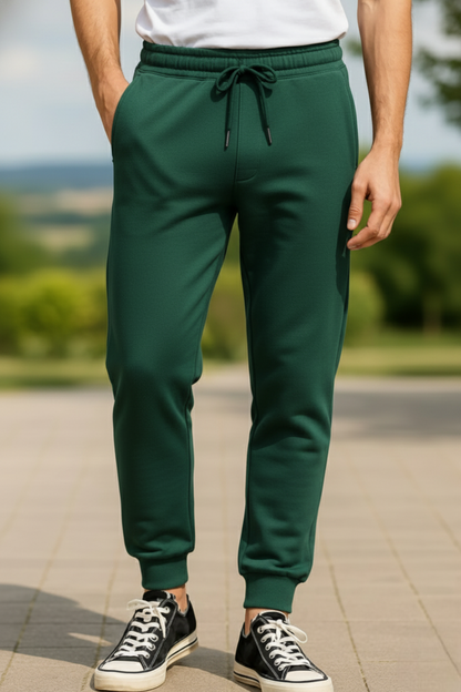 Kleeves Classic 100% Cotton Bottle Green Joggers