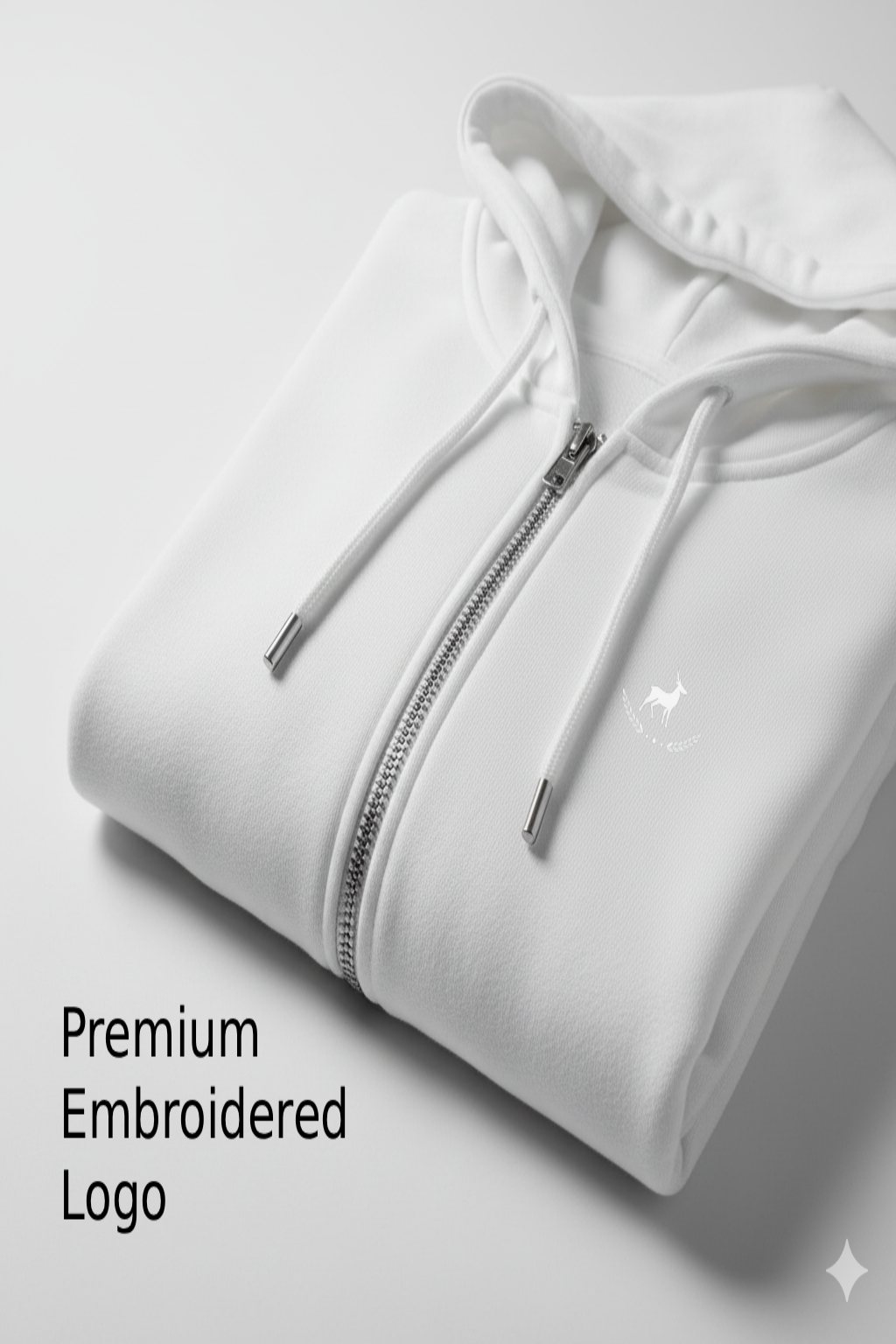 Kleeves Classic 400 GSM White Zip Hoodie