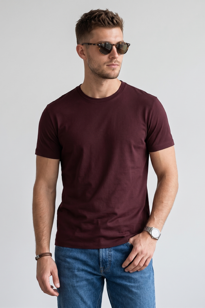 Kleeves Supima Cotton Maroon T-Shirt- 100% Supima Cotton