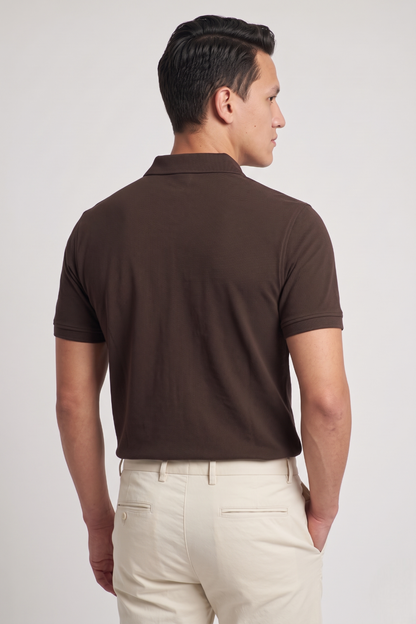 Men's Coffee Brown 100% Cotton Polo T-shirt