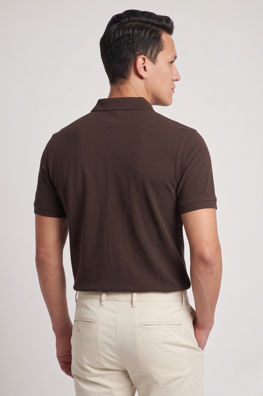 Men's Coffee Brown 100% Cotton Polo T-shirt