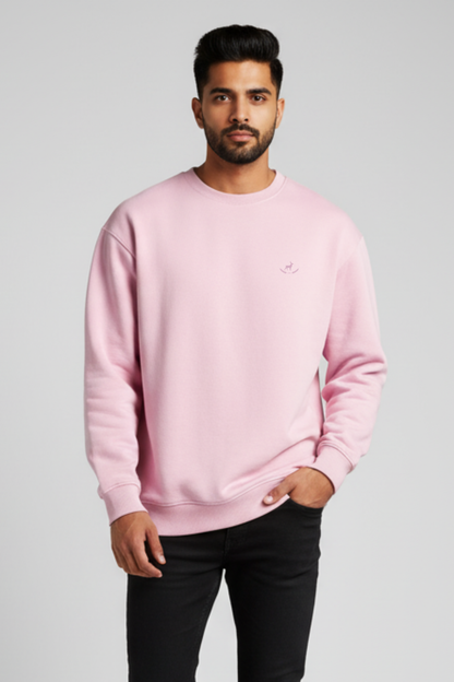 Kleeves Classic 100% Cotton 300 GSM Light Baby Pink Sweatshirt