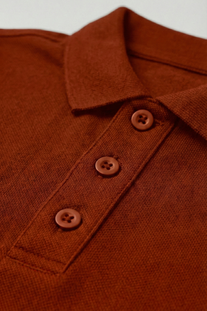 Men's Brick Red 100% Cotton Polo T-shirt