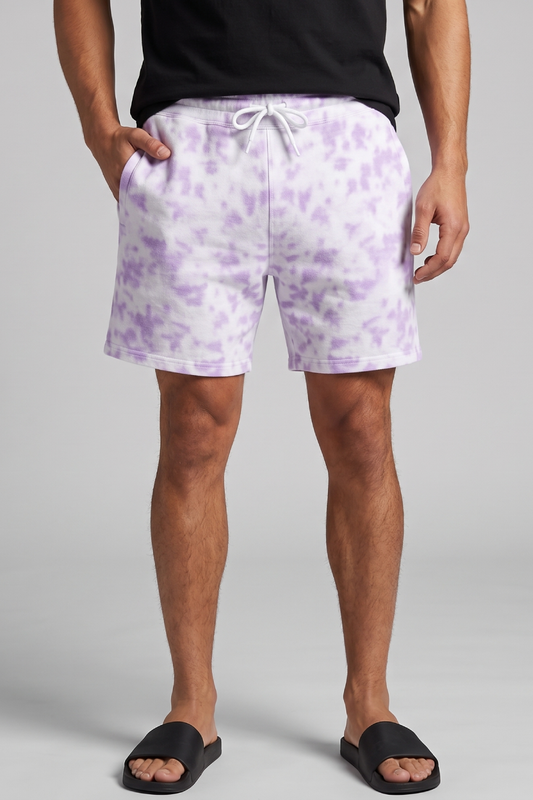 Lilac Eclipse Tie Dye White Lavender Shorts