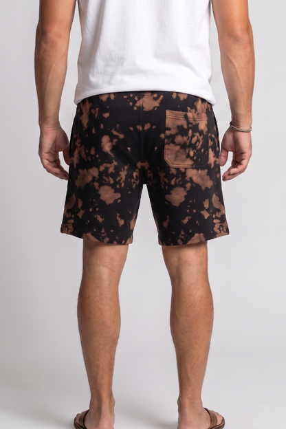 Smokey Spill Tie Dye Brown Black Shorts