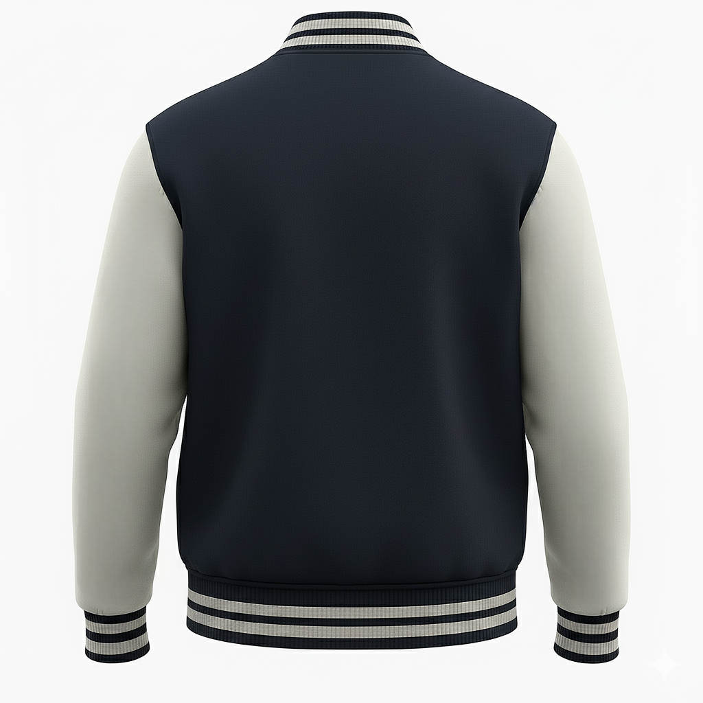 Kleeves Classic 100% Cotton 300 GSM Navy Blue Varsity Jacket