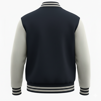 Kleeves Classic 100% Cotton 300 GSM Navy Blue Varsity Jacket