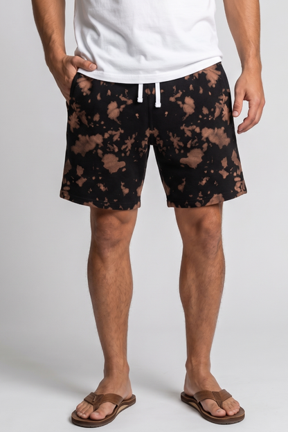 Smokey Spill Tie Dye Brown Black Shorts