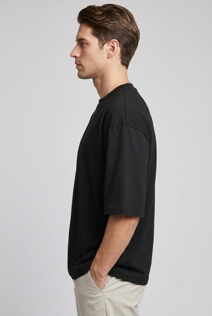 Kleeves Classic 100% Cotton 240 GSM Black Oversized T-Shirt