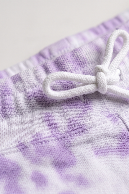 Lilac Eclipse Tie Dye White Lavender Shorts