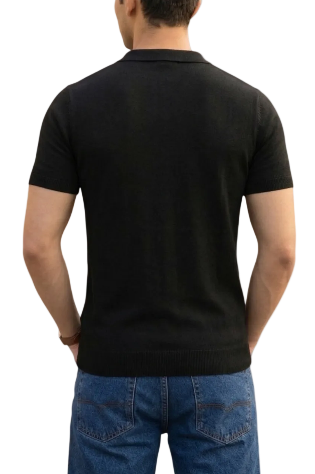 Midnight Black Texture Polo T-Shirt- 100% Cotton
