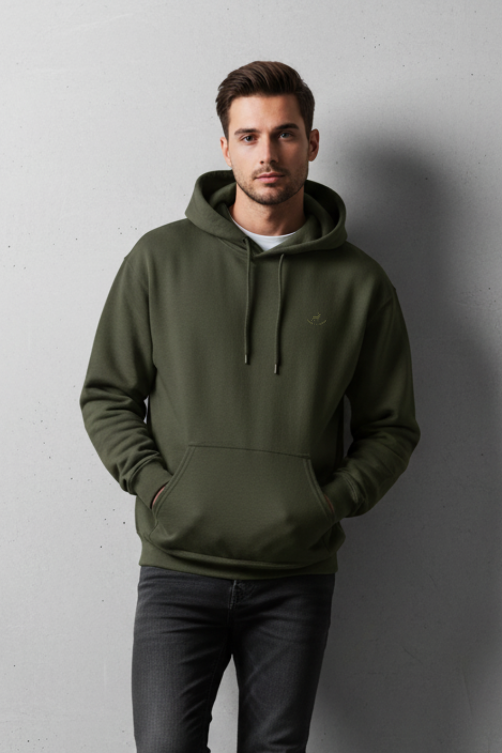 Kleeves Classic 100% cotton 300 GSM Olive Green Hoodie